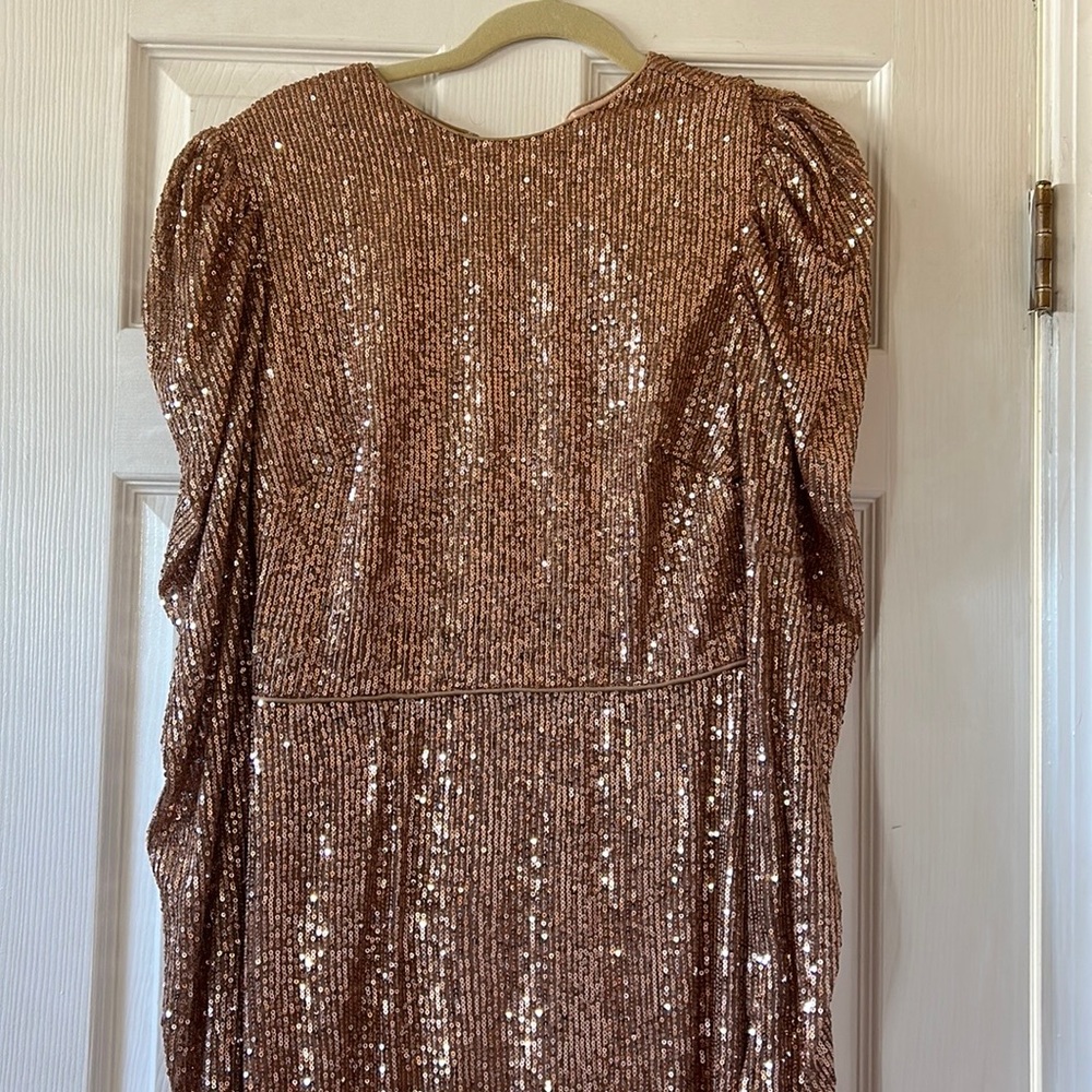 Mac Duggal Metallic Long Sleeve Dress